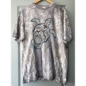 Xukpi Roatan Honduras Boho Tie Dye Sea Turtle Screen Print T - Shirt Size XL